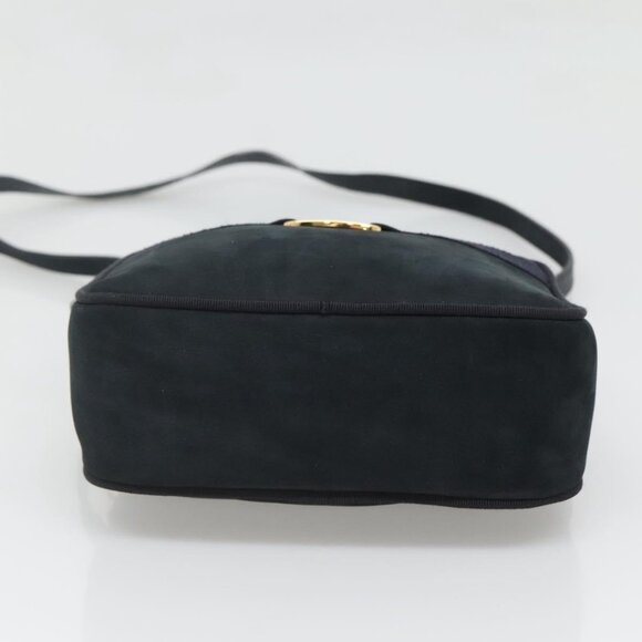 Salvatore Ferragamo Vala Shoulder Bag Suede Navy Gold Auth - Picture 13 of 16